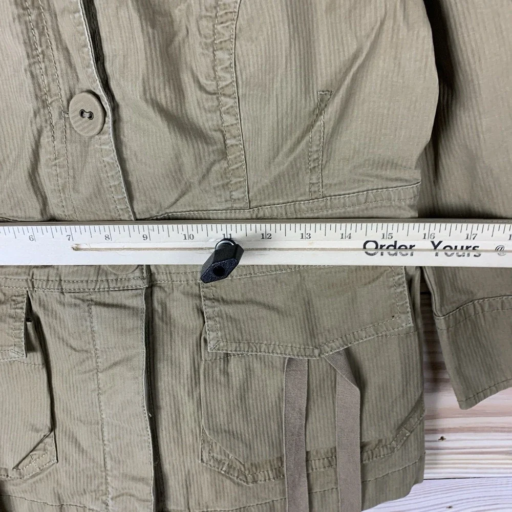 Caslon Jacket Women Medium Khaki Cargo Pockets 3/4‎ Sleeve Utility Safari